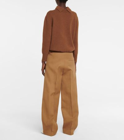 Shop The Row Pipa Wide-leg Wool And Silk Pants In Camel