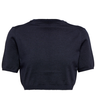 Shop The Row Vic Wool And Silk Crop Top In Dark Navy