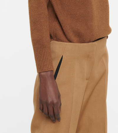 Shop The Row Pipa Wide-leg Wool And Silk Pants In Camel