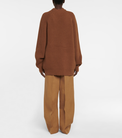 Shop The Row Novara Wool And Cashmere Cardigan In Bisquette Melange