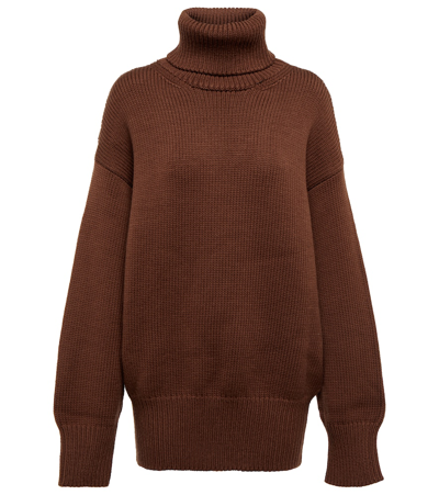 Shop The Row Ludo Turtleneck Wool-blend Sweater In Brown