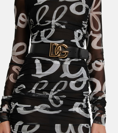 Dolce & Gabbana Dg Logo Leather Belt In Nero