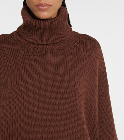 Shop The Row Ludo Turtleneck Wool-blend Sweater In Brown