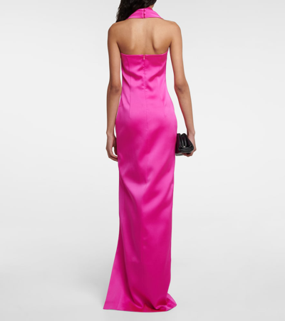 Shop Rasario Satin Gown In Pink