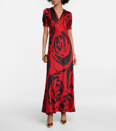 Shop Diane Von Furstenberg Walker Floral Maxi Dress In Rose Tattoo Giant Forb Fruit