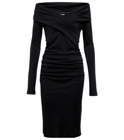 Shop Diane Von Furstenberg Minx Wool-blend Midi Dress In Black