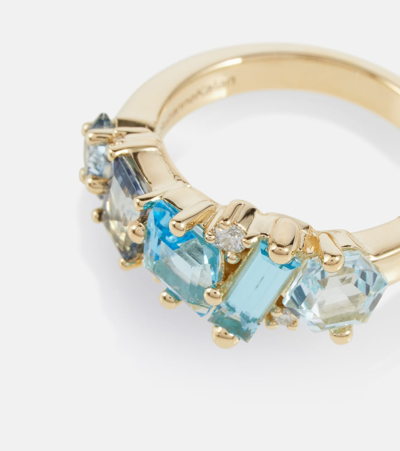 Shop Suzanne Kalan 14kt Yellow Gold Ring With Diamonds And Topaz In Bluemix/yg