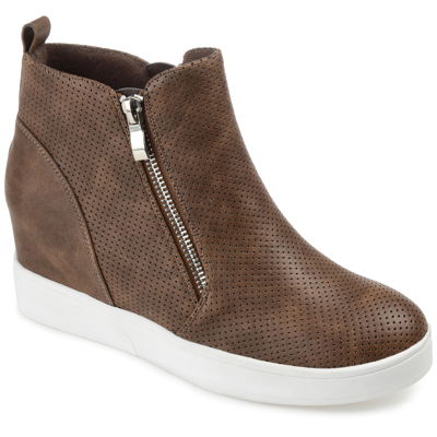 Shop Journee Collection Collection Women's Wide Width Pennelope Sneaker Wedge In Brown