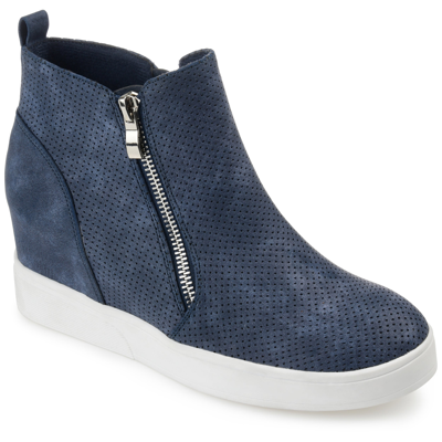 Shop Journee Collection Collection Women's Wide Width Pennelope Sneaker Wedge In Blue