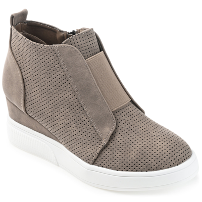 Shop Journee Collection Collection Women's Wide Width Clara Sneaker Wedge In Beige