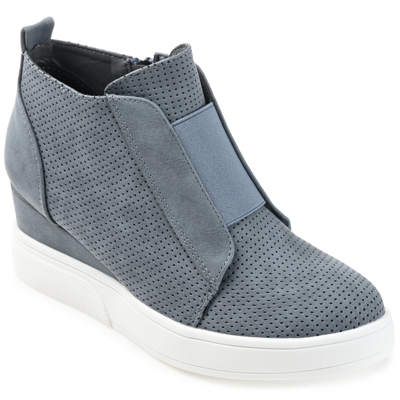 Journee Collection Collection Women's Wide Width Clara Sneaker Wedge In Blue