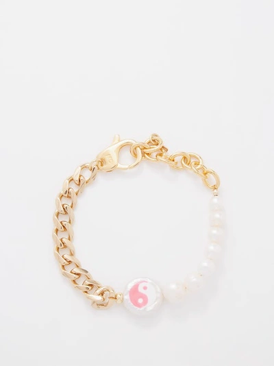 Joolz By Martha Calvo Yin Yang Pearl & 14kt Gold-plated Bracelet In Pink  Multi | ModeSens