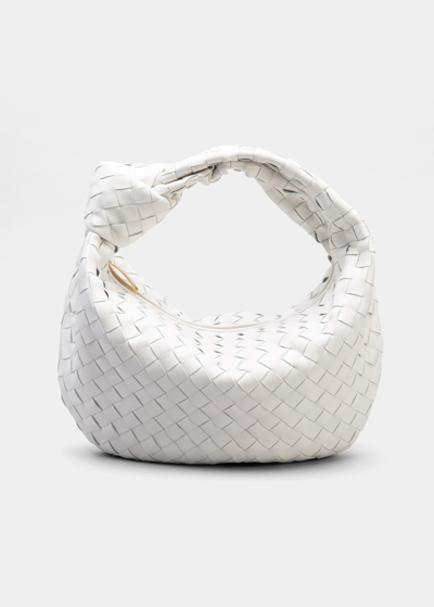 Shop Bottega Veneta Jodie Teen Intrecciato Napa Shoulder Bag In White