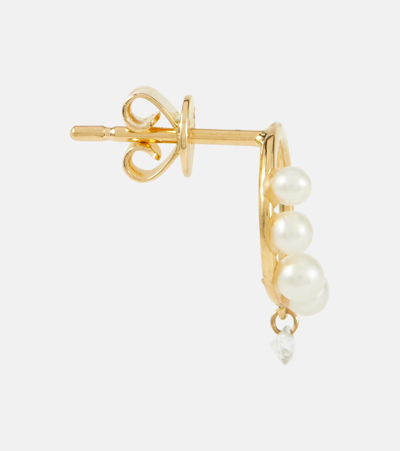 Persée Aphrodite 18kt Gold Hoop Earrings With Pearls And Diamonds In 0