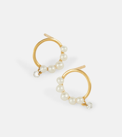 Shop Persée Aphrodite 18kt Gold Hoop Earrings With Pearls And Diamonds In 0