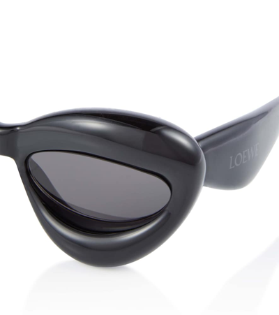 Loewe Inflated Cat-eye Sunglasses In Shiny Black / Smoke