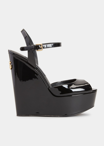 Shop Dolce & Gabbana Ankle-strap Platform Wedge Sandals In Black