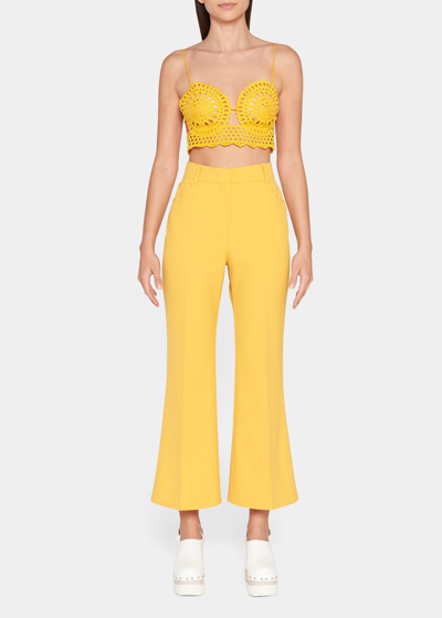 Shop Stella Mccartney Broderie Anglaise Cropped Top In 7003 Sunflower