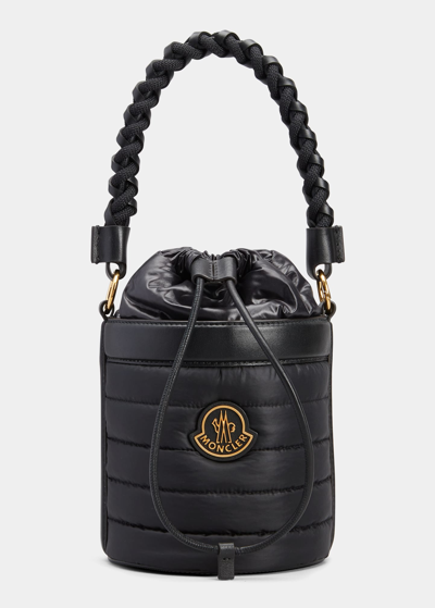 Shop Moncler Kaleah Quilted Bucket Bag In Black
