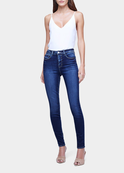 Shop L Agence Marguerite High-rise Skinny Jeans In Columbia