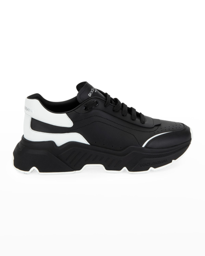Shop Dolce & Gabbana Men's Day Master Two-tone Chunky Runner Sneakers In Black/white