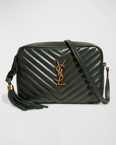 Shop Saint Laurent Lou Medium Ysl Camera Bag With Tassel In Quilted Leather In Green