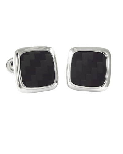 Shop Jan Leslie Men's Black Carbon Fiber Soft Square Cufflinks
