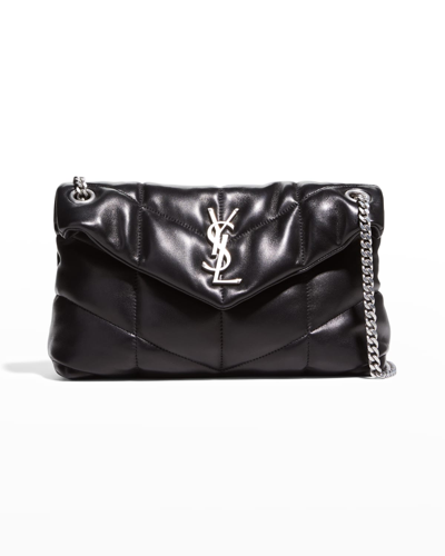 Shop Saint Laurent Lou Puffer Small Ysl Shoulder Bag In Quilted Leather In Black