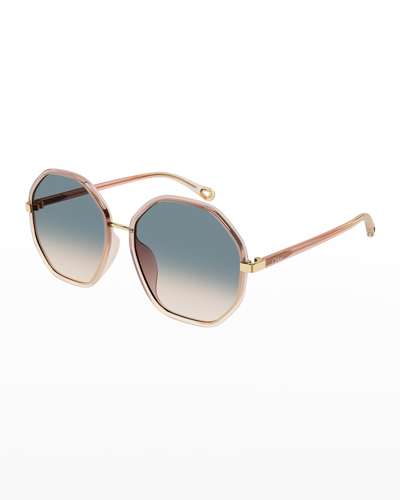 Shop Chloé Ombré Round Injection Plastic Sunglasses In Orange