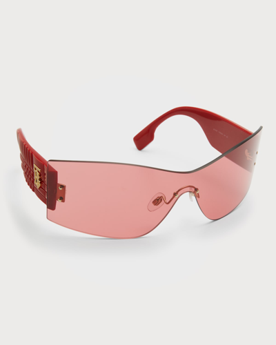 Shop Burberry Monochrome Acetate & Plastic Shield Sunglasses In Pink