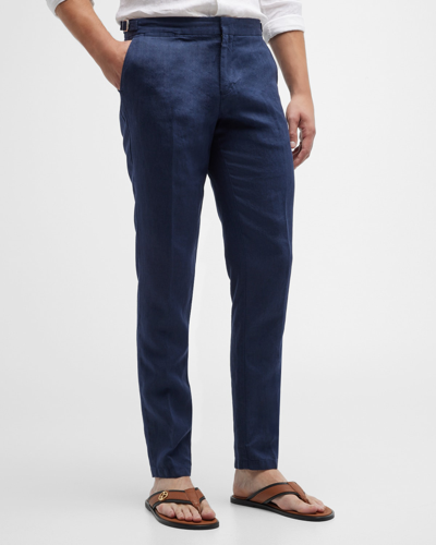 Shop Orlebar Brown Men's Griffon Linen Trousers In Navy