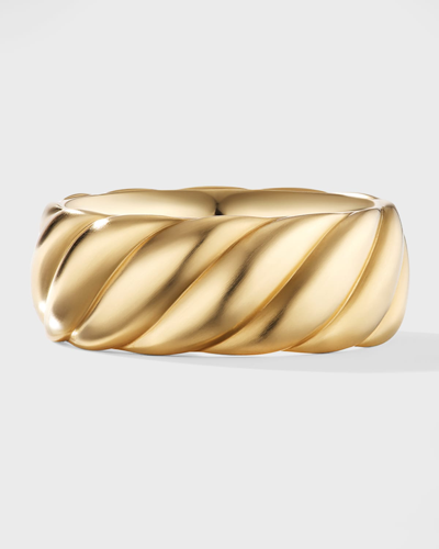 Shop David Yurman Men's Sculpted Cable Contour Band Ring In 18k Gold, 9mm