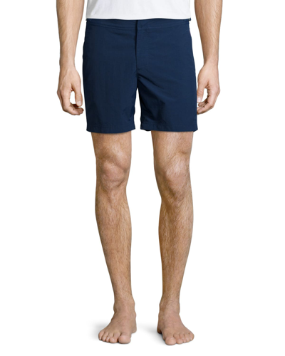 Shop Orlebar Brown Men's Bulldog Solid Swim Shorts In Navy