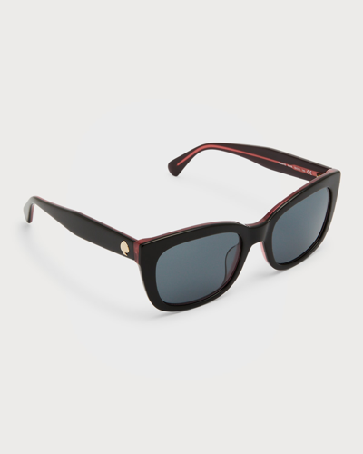 Shop Kate Spade Tammy Rectangle Acetate Sunglasses In 807 Black