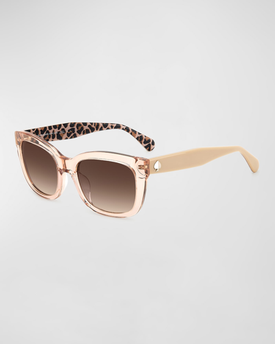 Shop Kate Spade Tammy Rectangle Acetate Sunglasses In Z9k Beige Ptt