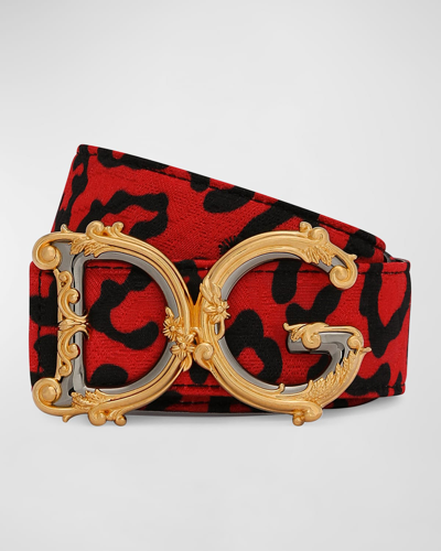 Shop Dolce & Gabbana Dg Baroque Leopard-print Belt In Leo Nero Fdo Ross