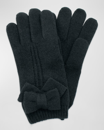 Shop Portolano Jersey Knit Bow Cashmere Gloves In Black