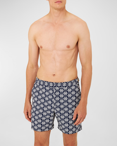 Shop Orlebar Brown Men's Bulldog X Jacquard Waypoint Swim Shorts In Midnight Navy