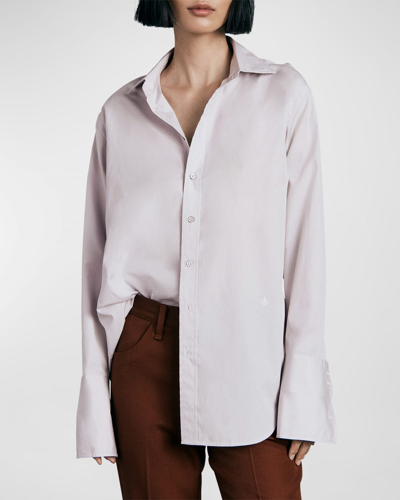 Shop Rag & Bone Diana Button-front Wide Cuff Shirt In Ltblue