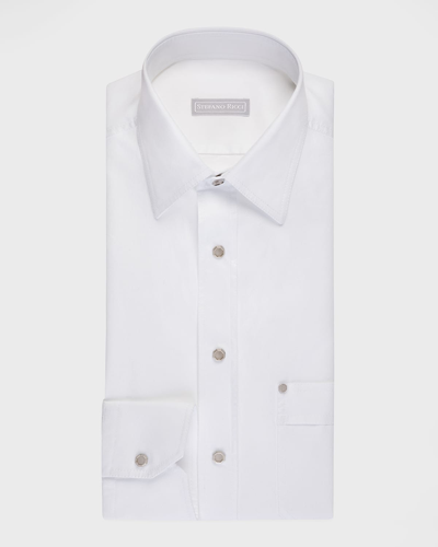 Shop Stefano Ricci Men's Cotton Sport Shirt In White