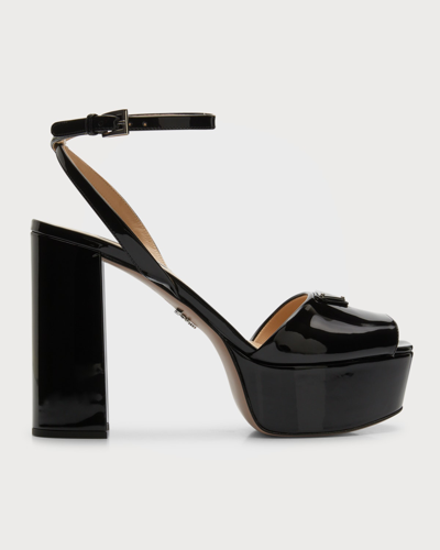 Shop Prada Ankle-strap Platform Sandals In Nero