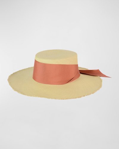 Shop Sensi Studio Frayed Cordovan Hat With Maxi Bow In Natural Rust