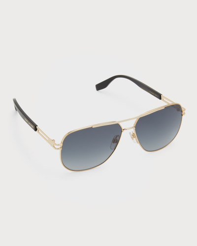 Shop Marc Jacobs Gradient Metal Aviator Sunglasses In Rhl Gold Black