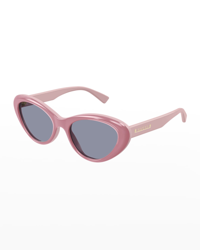 Shop Gucci Star Logo Acetate Cat-eye Sunglasses In Pink