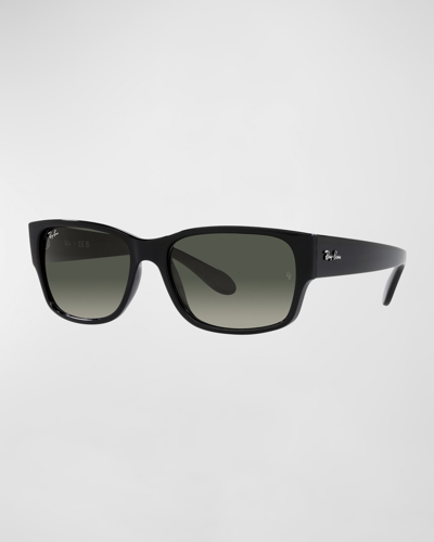 Ray Ban Ray-ban 58mm Gradient Polarized Rectangular Sunglasses In Black
