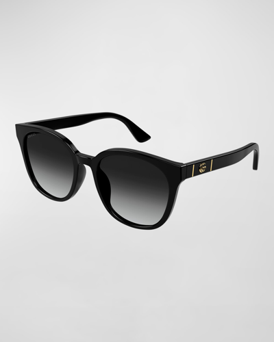 Shop Gucci Gg Round Injection Plastic Sunglasses In Black