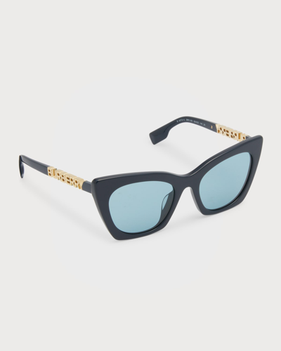 Shop Burberry Logo Acetate & Plastic Cat-eye Sunglasses In Blue