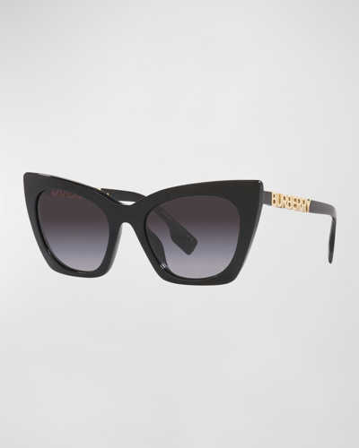 Shop Burberry Logo Acetate & Plastic Cat-eye Sunglasses In Black