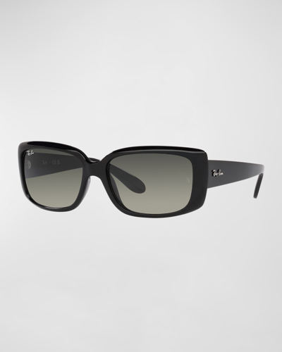 Ray Ban Womens Ray-ban Rb4389 Rectangular-frame Propionate Sunglasses In Black