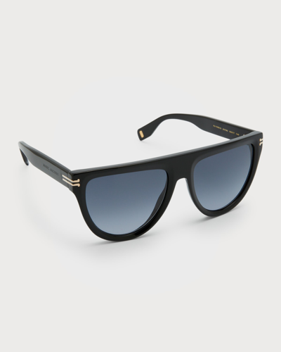 Shop Marc Jacobs Flat-top Round Acetate Sunglasses In 807 Black